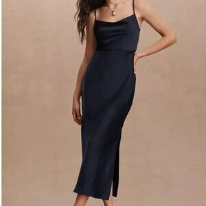 Anthropologie BHLDN Cali Satin Cowl-Neck Midi Slip Dress US 4